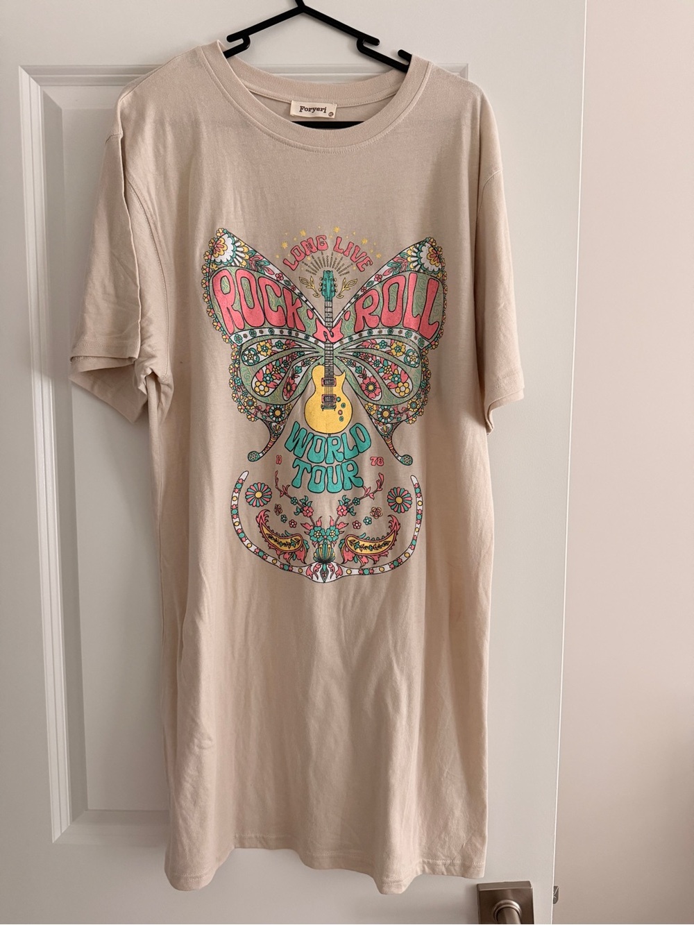 Love Live Rock 'n' Roll Graphic Mini Dress - Beige